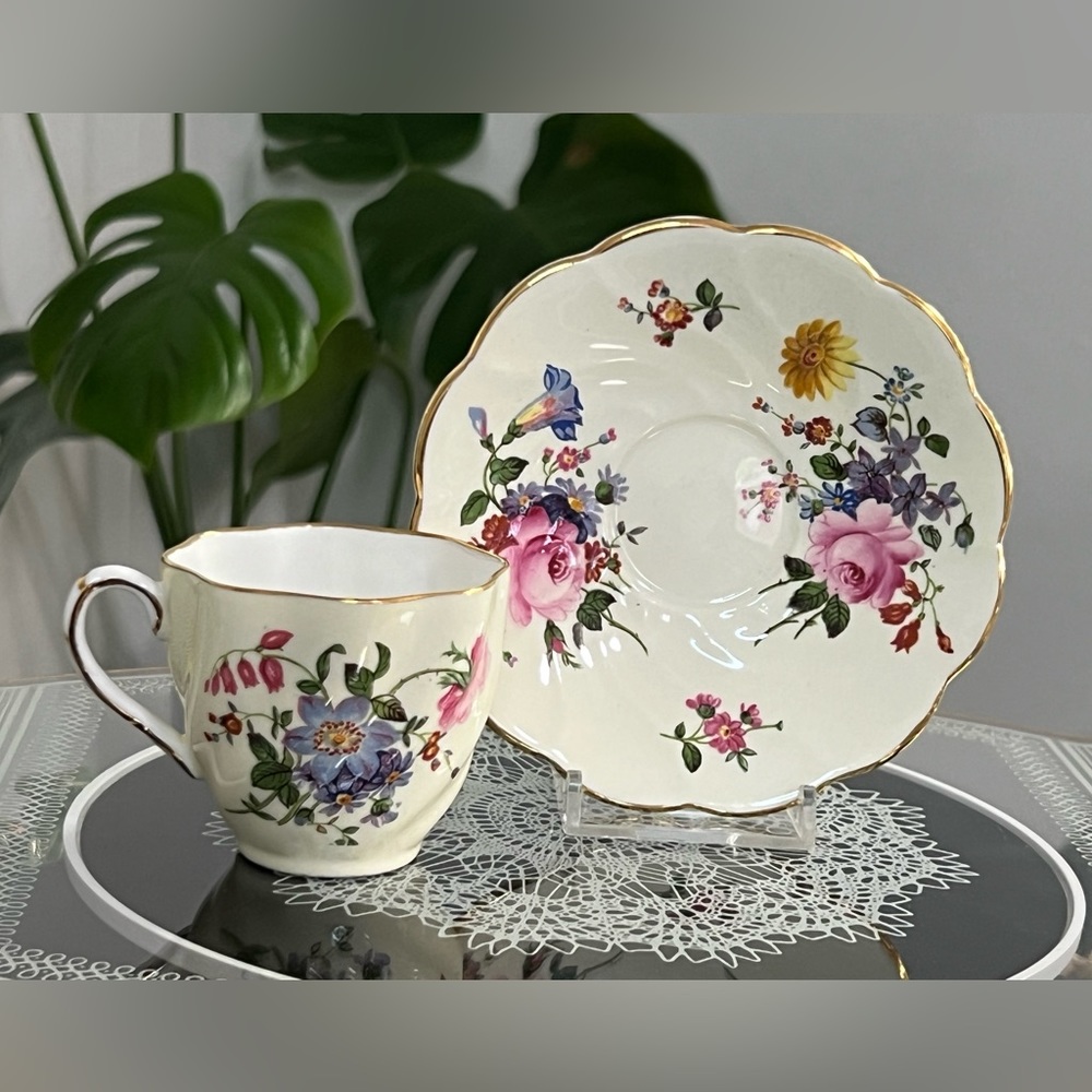Vintage Coalport Demitasse Cup and Saucer Set Made  in England